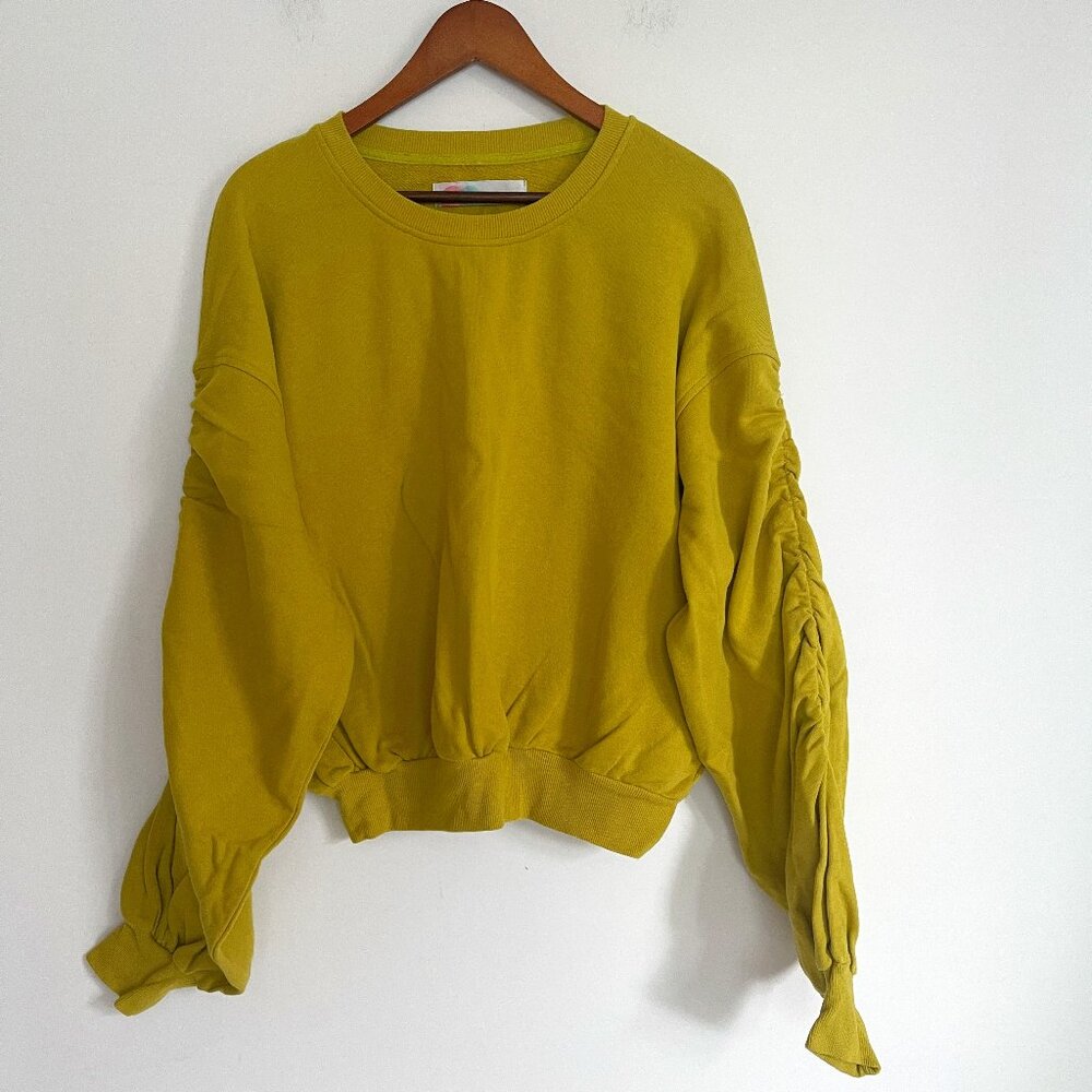 Free People FP Beach Lime Green Pullover Long Sleeves Cropped Sweatshirt Size S